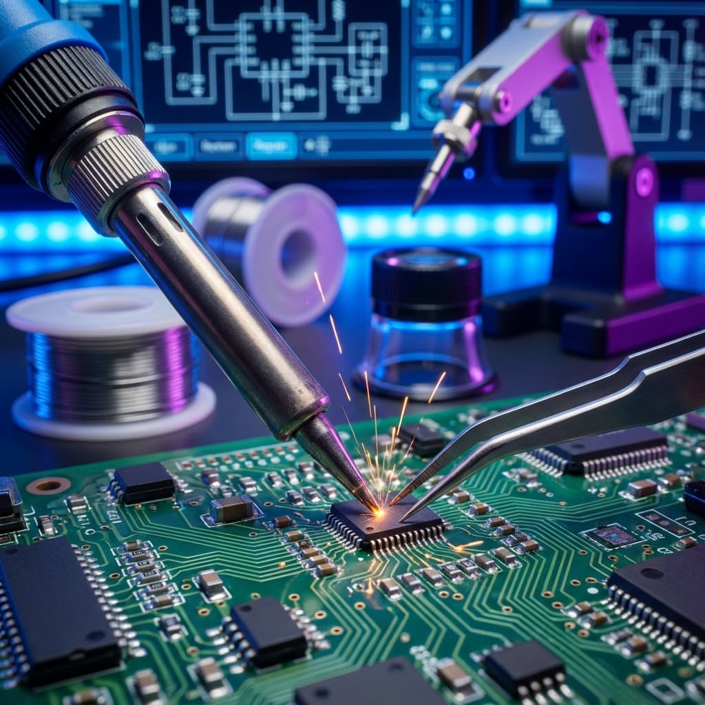 Illustration of a MacBook logic board repair